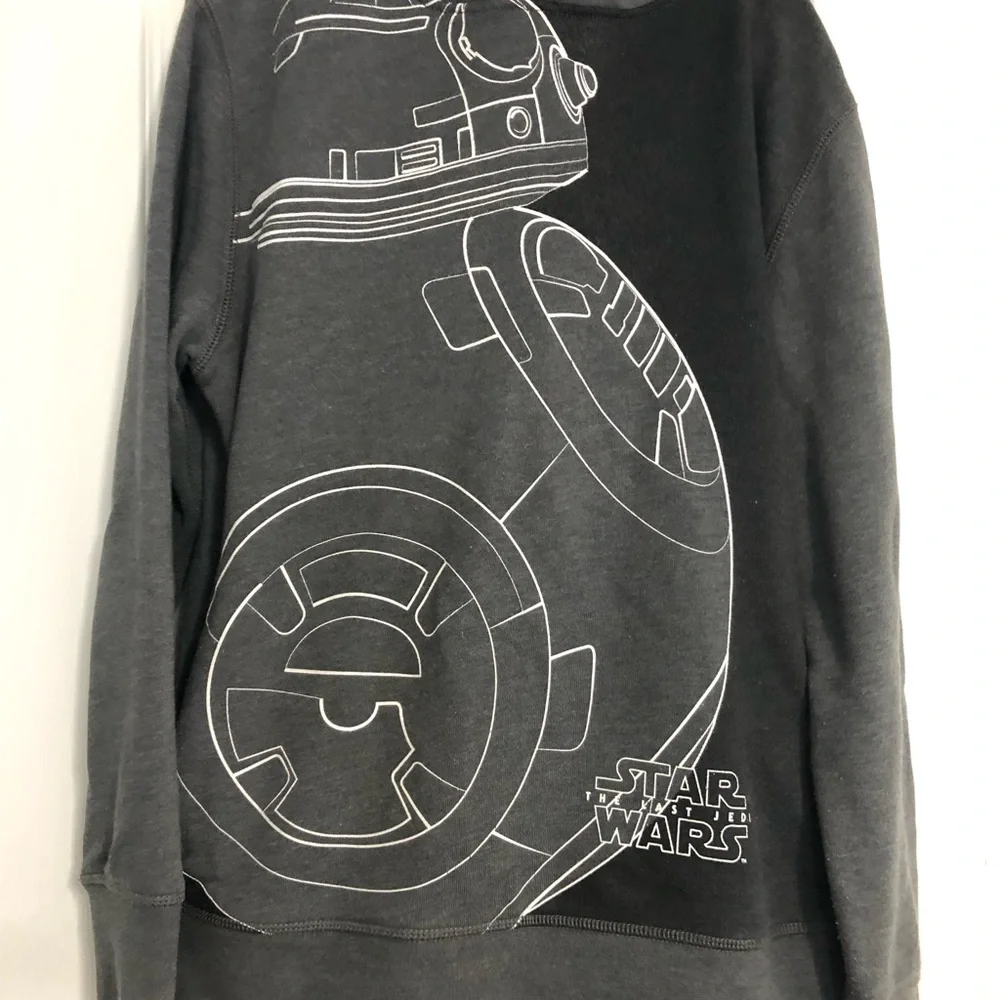 Gap 1969 Star Wars BB-8 hooded‎ grey sweatshirt boys size XL 12 school outdoor